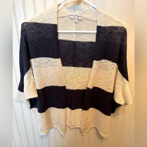 Pink Rose: Navy and Cream Striped Cardigan - Picture 1 of 4